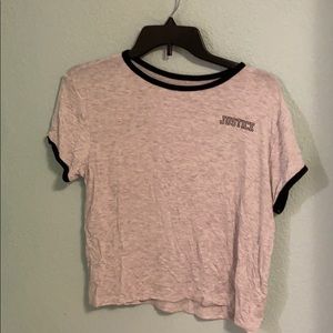 Justice gray and black ringer tee